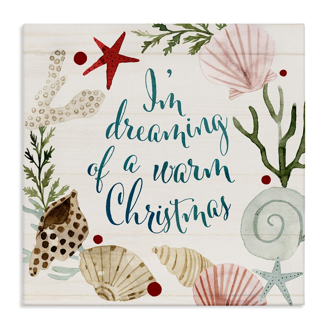 Stupell Industries Dreaming of Warm Christmas Phrase Canvas Wall Art